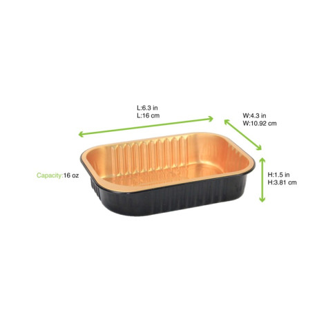 Opseal Barquette aluminium noir/or 161x110mm H38mm 475ml
