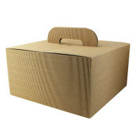 Boite carton kraft avec poignée "Lunchgo"  335x335mm H175mm