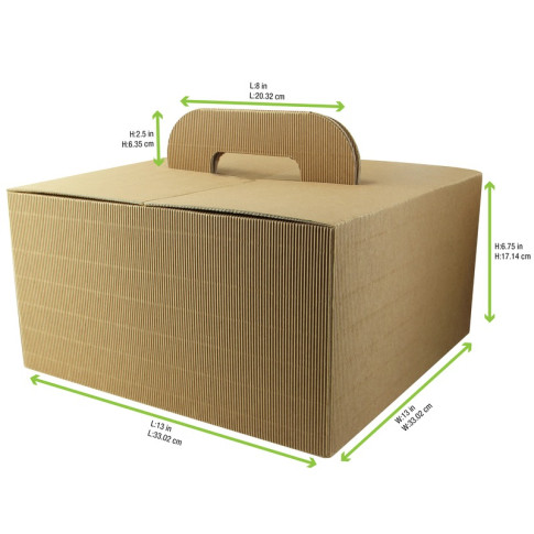 Boite carton kraft avec poignée "Lunchgo"  335x335mm H175mm