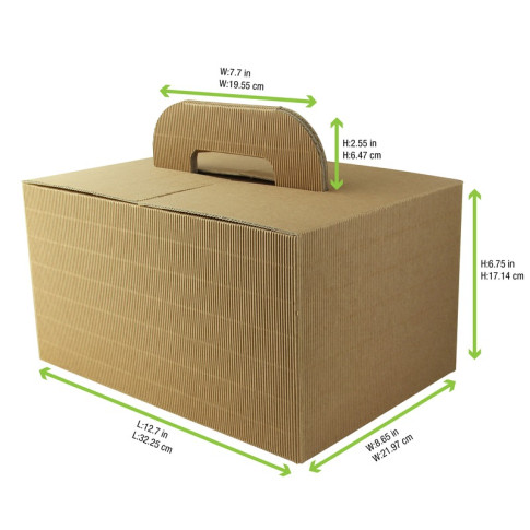 Boite carton kraft avec poignées "Lunchgo"  325x225mm H175mm