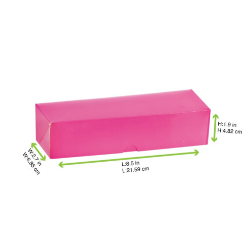 Boite carton rectangulaire fushia 7 macarons  215x70mm H50mm