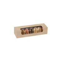 Boite carton brun 7 macarons avec fenêtre PLA  215x68mm H48mm