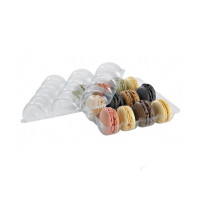 Insert plastique PET transparent 12 macarons (3x4) avec fermeture 150x138mm H23mm