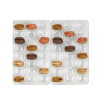 Insert plastique PET transparent 48 (6x8) macarons avec fermeture clipsable 356x255mm H24mm