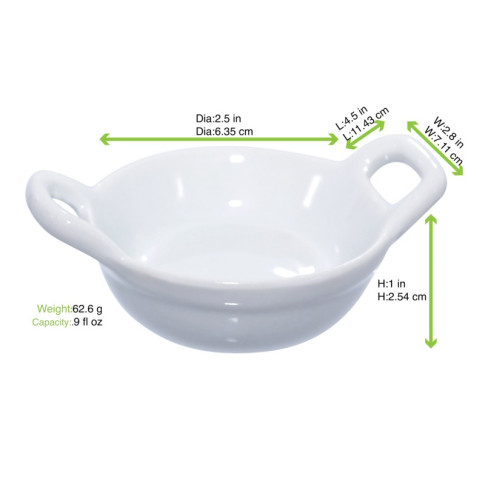 Mini plat en porcelaine blanc  85x60mm H30mm