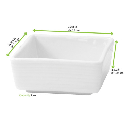 Mini bol cube en porcelaine blanc  70x70mm H31mm