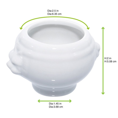 Mini soupière en porcelaine blanc  80x65mm H50mm