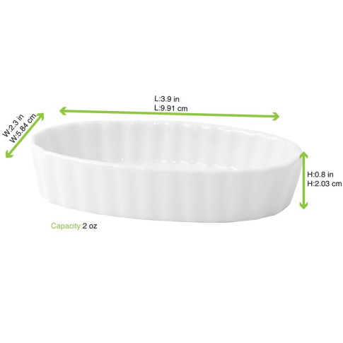 Mini moule ovale en porcelaine blanc  100x58mm H20mm