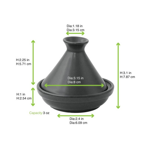 Mini tajine en porcelaine noire   H80mm