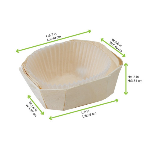 Moule de cuisson bois "Lovely" avec caissette papier  100x70mm H37mm 120ml
