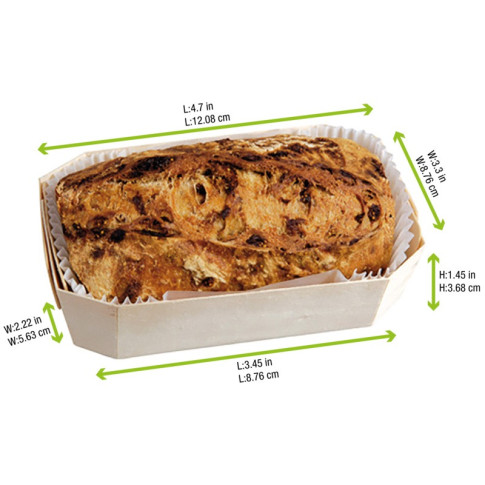 Moule de cuisson bois "Iseult" avec caissette papier  120x90mm H40mm 300ml