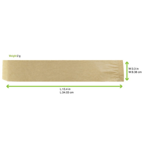 Sac papier brun ouvert sur 2 côtés  340x85mm