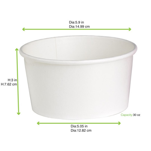 Saladier rond en carton blanc "Buckaty"  H75mm 940ml
