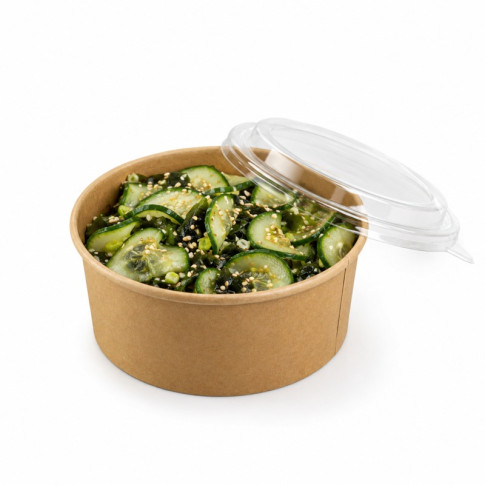 Combo Saladier rond kraft et couvercle  H64mm 750ml