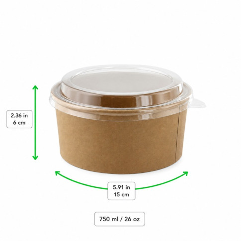 Combo Saladier rond kraft et couvercle  H64mm 750ml