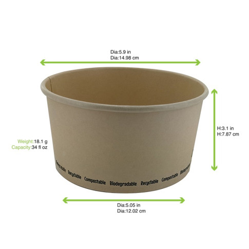 Saladier rond en carton fibre de bambou "Buckaty"   H78mm 1000ml