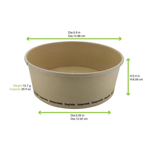 Saladier rond en carton fibre de bambou "Buckaty"   H60mm 750ml