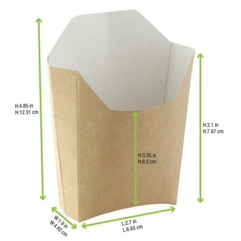 Pochette kraft pour frites 250gsm  115x90mm H110mm