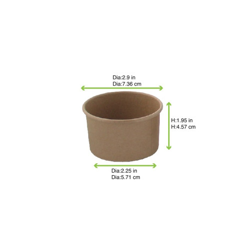 Pot carton kraft brun chaud et froid  H50mm 134ml