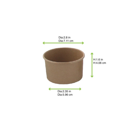 Pot carton kraft brun chaud et froid  H40mm 86ml