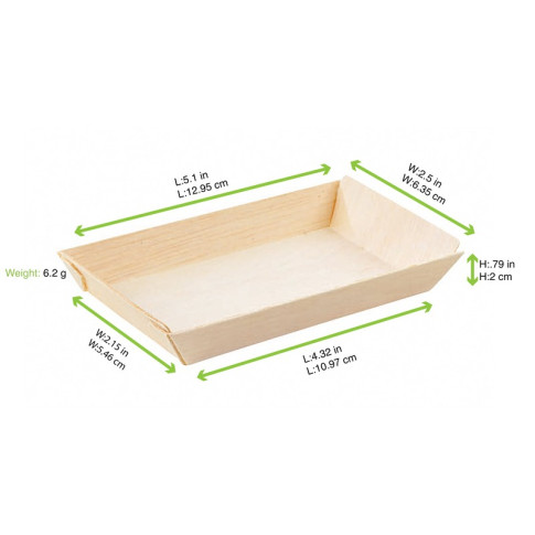 Barquette rectangulaire en bois "Samouraï" 131x65mm H19mm