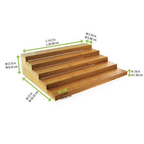 Support en bambou forme escalier pour 75 piques 360x305mm H95mm