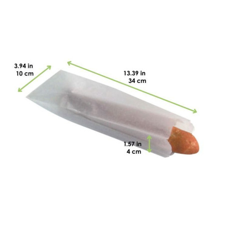 Sac sandwich papier blanc  100x40mm H340mm