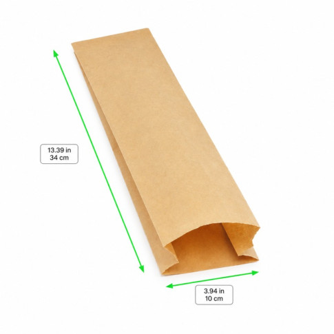 Sac sandwich papier kraft brun ingraissable  100x40mm H340mm