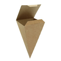 Cône snack refermable carton brun  90x90mm H190mm