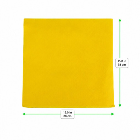 Serviette micropoint jaune 2 plis  380x380mm