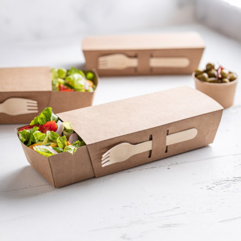 Couvercle étui coulissant en carton brun pour boite snack 215x90mm H53mm
