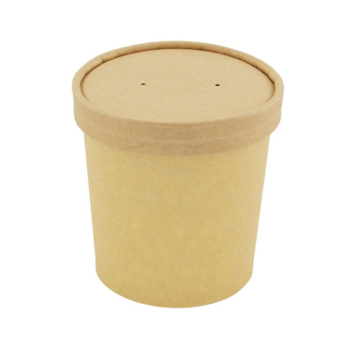 Pot carton brun chaud et froid avec couvercle carton   H88mm 350ml