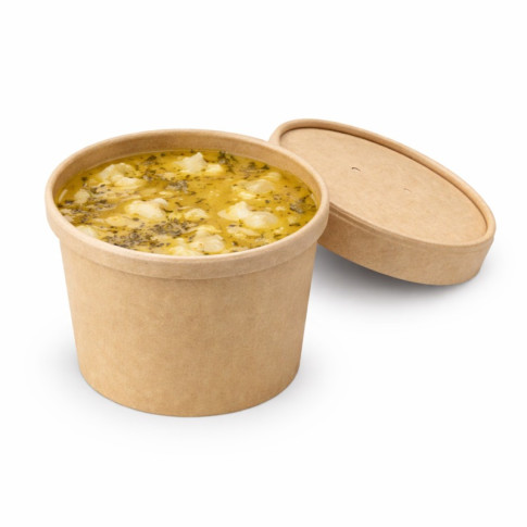 Pot carton brun chaud et froid avec couvercle carton   H88mm 350ml