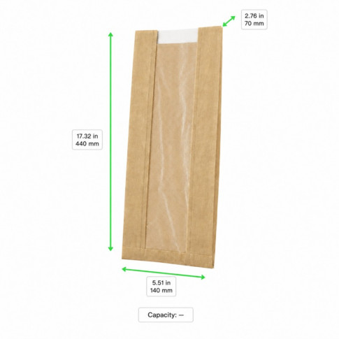 Sac papier kraft brun à fenêtre microperforée 140x70mm H440mm