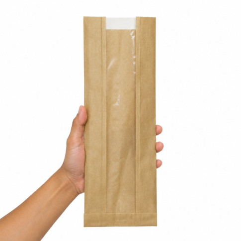 Sac papier kraft brun à fenêtre microperforée 140x70mm H440mm