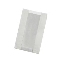 Sac blanc ingraissable en papier kraft à fenêtre plastique PP 220x140mm H60mm