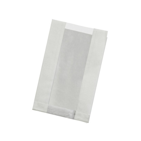 Sac blanc ingraissable en papier kraft à fenêtre plastique PP 220x140mm H60mm