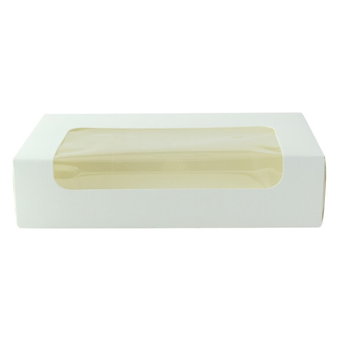 Boite carton blanche  laminé  à fenêtre  190x113mm H44mm