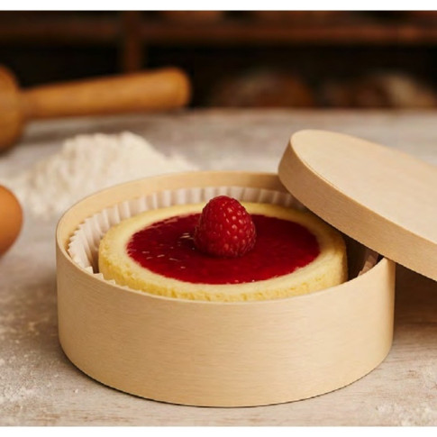 Boîte ronde bois FSC mix + papier ing - cuisson four  H42mm 200ml