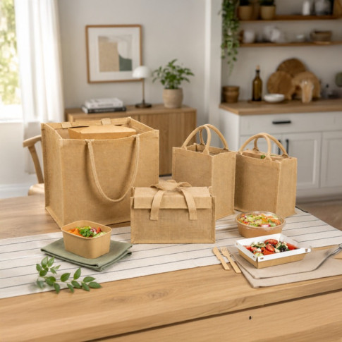 Sac cabas en jute brun  380x330mm H380mm