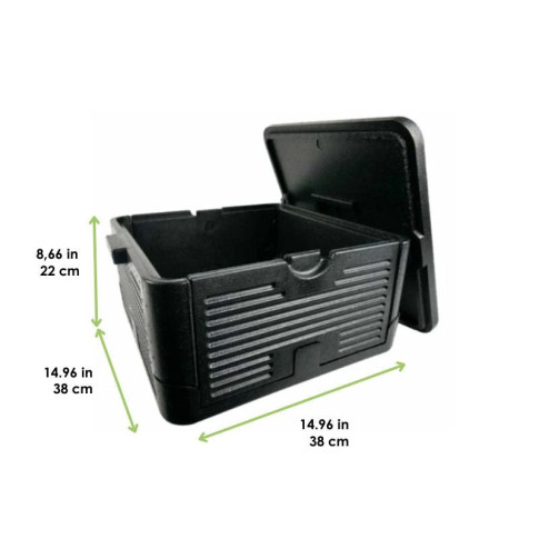 Box pliante isotherme noire 380x380mm H220mm