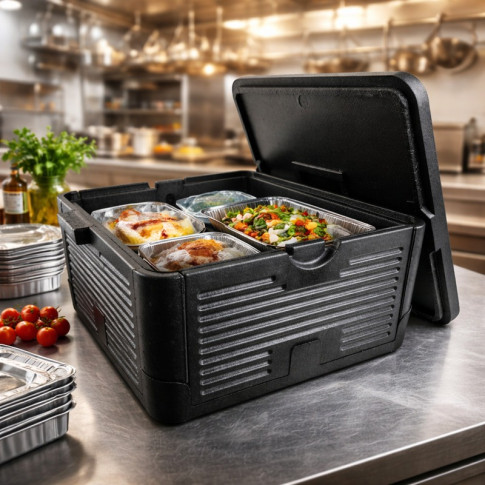 Box pliante isotherme noire 380x380mm H220mm
