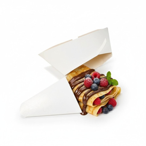 Boîte à crêpe triangulaire carton blanc 215x185mm