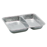 Barquette aluminium rectangulaire 2-compartiments 227x177mm H30mm