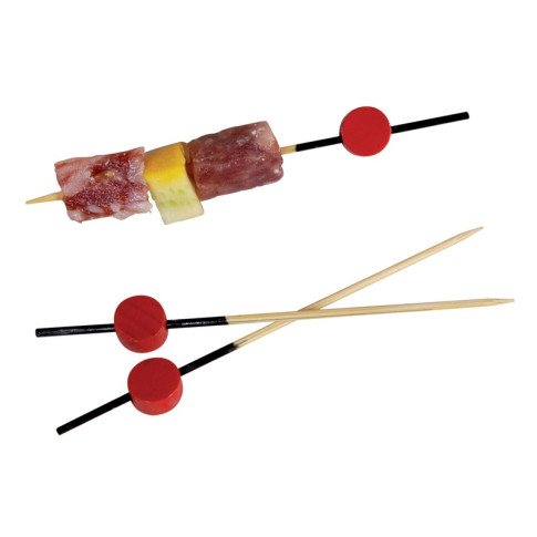 Pique bambou Atami avec décor noir et boule rouge  H90mm