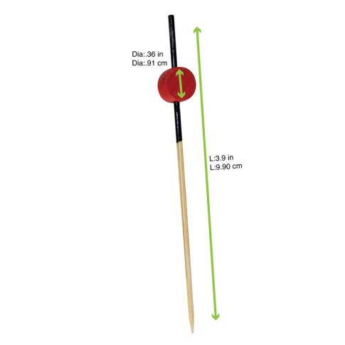 Pique bambou Atami avec décor noir et boule rouge  H90mm