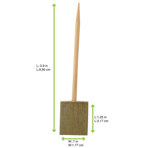 Pique bambou avec une extrémité en bloc en bambou  H100mm