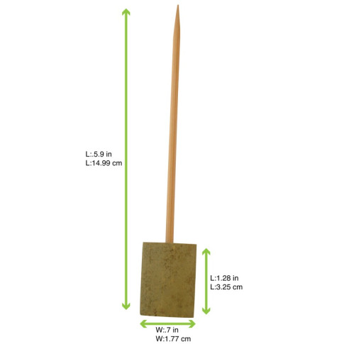 Pique bambou avec une extrémité en bloc en bambou  H150mm