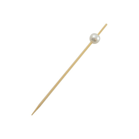 Pique bambou Bijou avec une extrémité perle blanche  H90mm