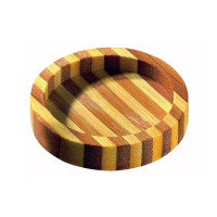 Assiette ronde bicolore en bambou "Cheng"   H11mm